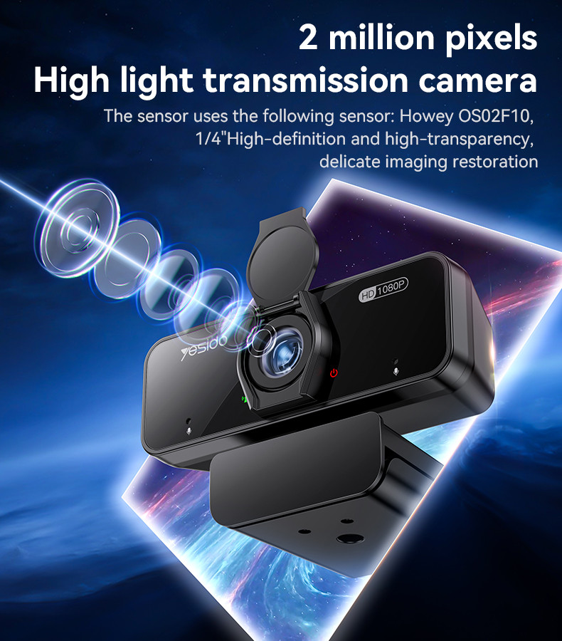 360 Rotation 1080P 2 Million Pixels Camera Built-in Microphone Autofocus 1.5M Line USB Camera
