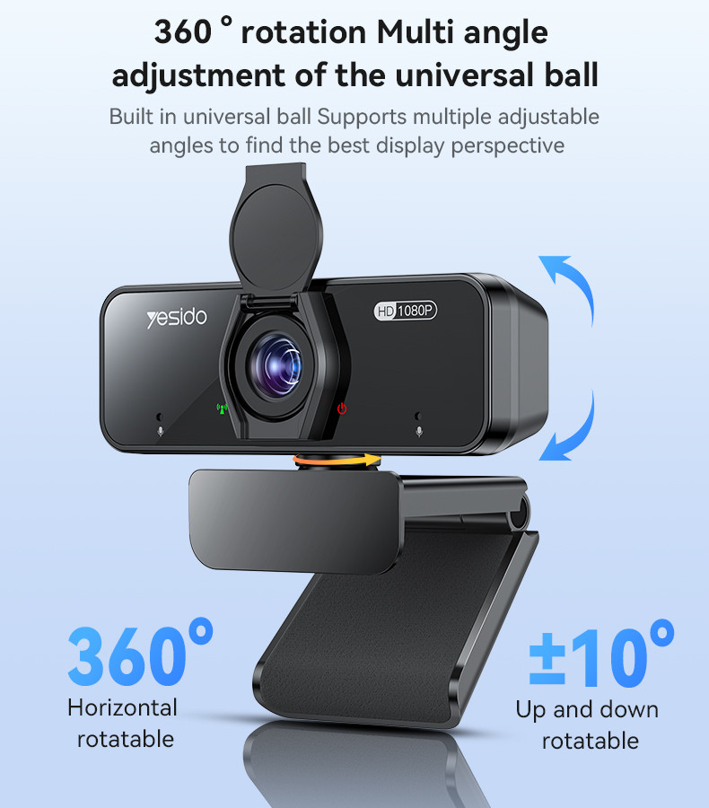 360 Rotation 1080P 2 Million Pixels Camera Built-in Microphone Autofocus 1.5M Line USB Camera