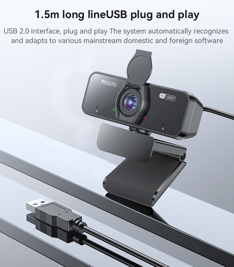 360 Rotation 1080P 2 Million Pixels Camera Built-in Microphone Autofocus 1.5M Line USB Camera