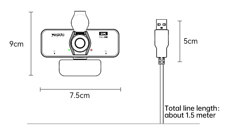 360 Rotation 1080P 2 Million Pixels Camera Built-in Microphone Autofocus 1.5M Line USB Camera