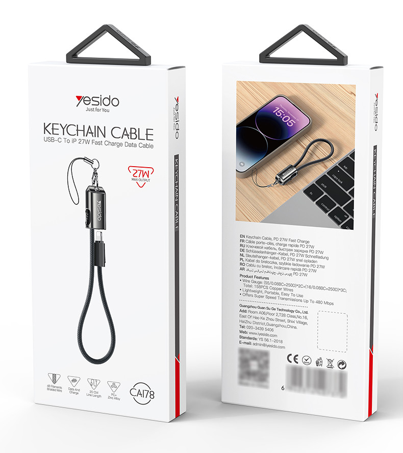 20CM 27W Type-C To IP OD4.0 Design With Premium Chips Zinc Alloy Portable Strip Data Cable