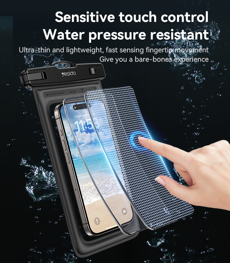 Buikt-in Airbag Large Capacity High Sealing Sensitive Touch Scree TPU Floating Waterproof Bag