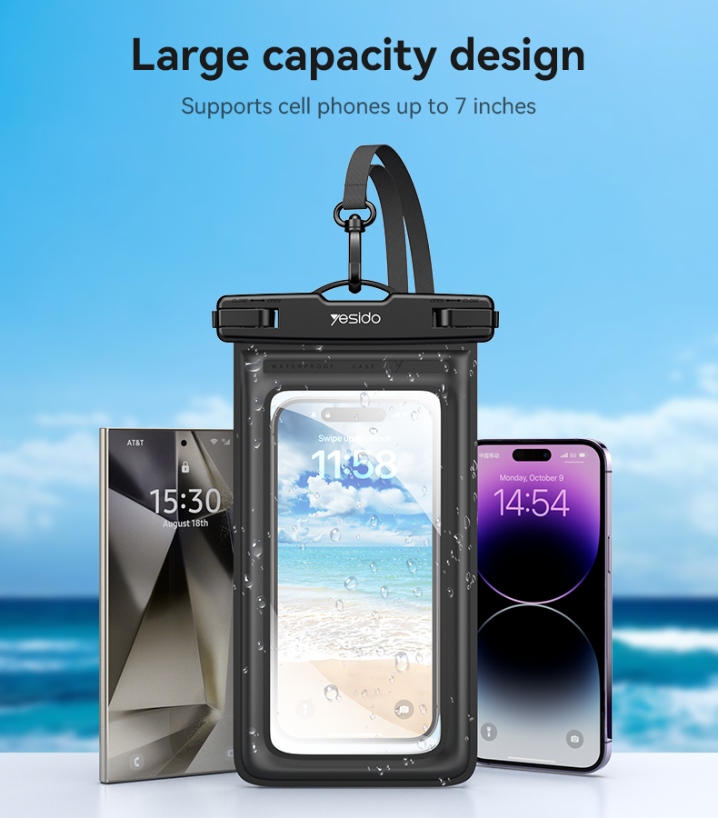 Buikt-in Airbag Large Capacity High Sealing Sensitive Touch Scree TPU Floating Waterproof Bag