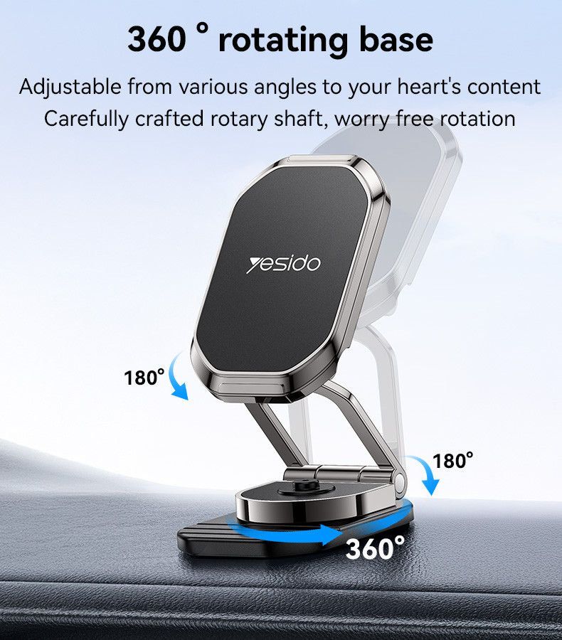 360 Rotation Zinc Alloy 6*N42 Magnets Foldable Magnetic Dashboard Car Phone Holder