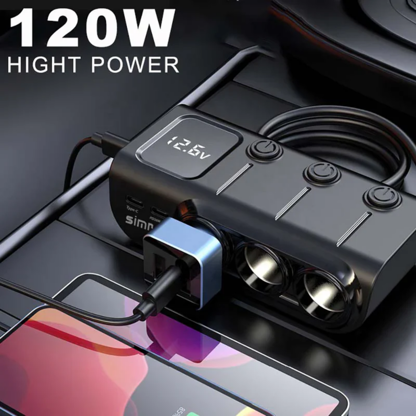 Fast 3 In 1 Car Charger Splitter With Usb A Usb C And Pd Ports 120W“ Premium Quality, Stylish & Durable Protective Case