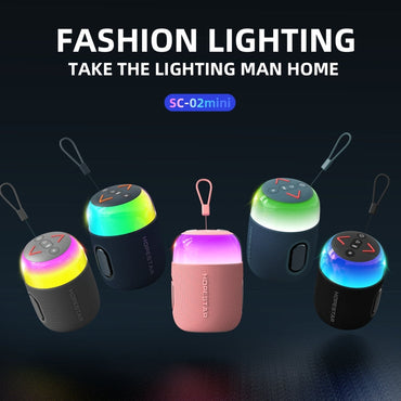Small Bluetooth Speaker Loud & Clear Sound, Portable Mini Size Long Battery Life, RGB Light, Stylish Best For Indoor Party