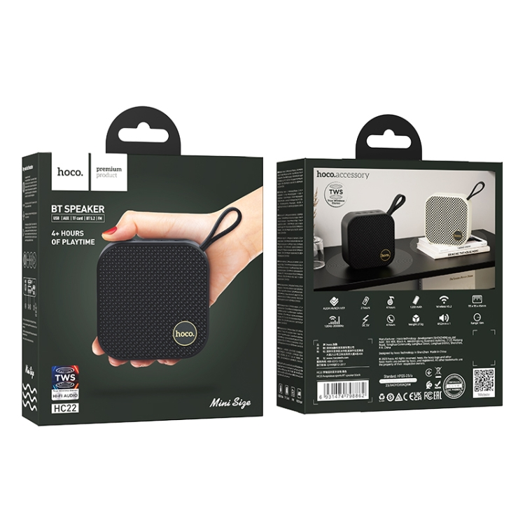 Hoco Hc22 Auspicious Sports Bluetooth Speaker 5W Wireless Speaker With Tws Fm Tf Aux 1200Mah Battery Portable Compact Design“ Premium Quality, Stylish & Durable Protective Case