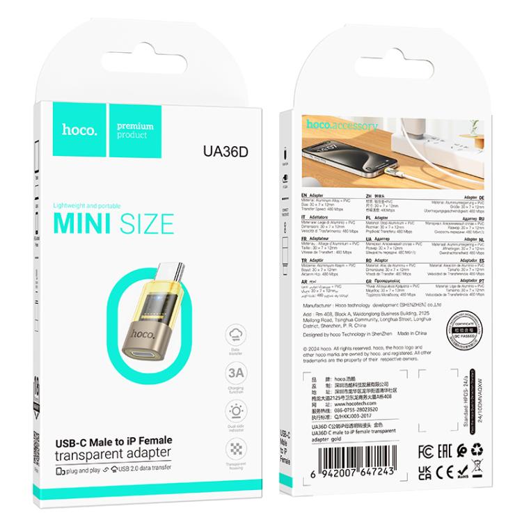 Type-C to Lightning Transparent Adapter with 3A Charging and Plug & Play