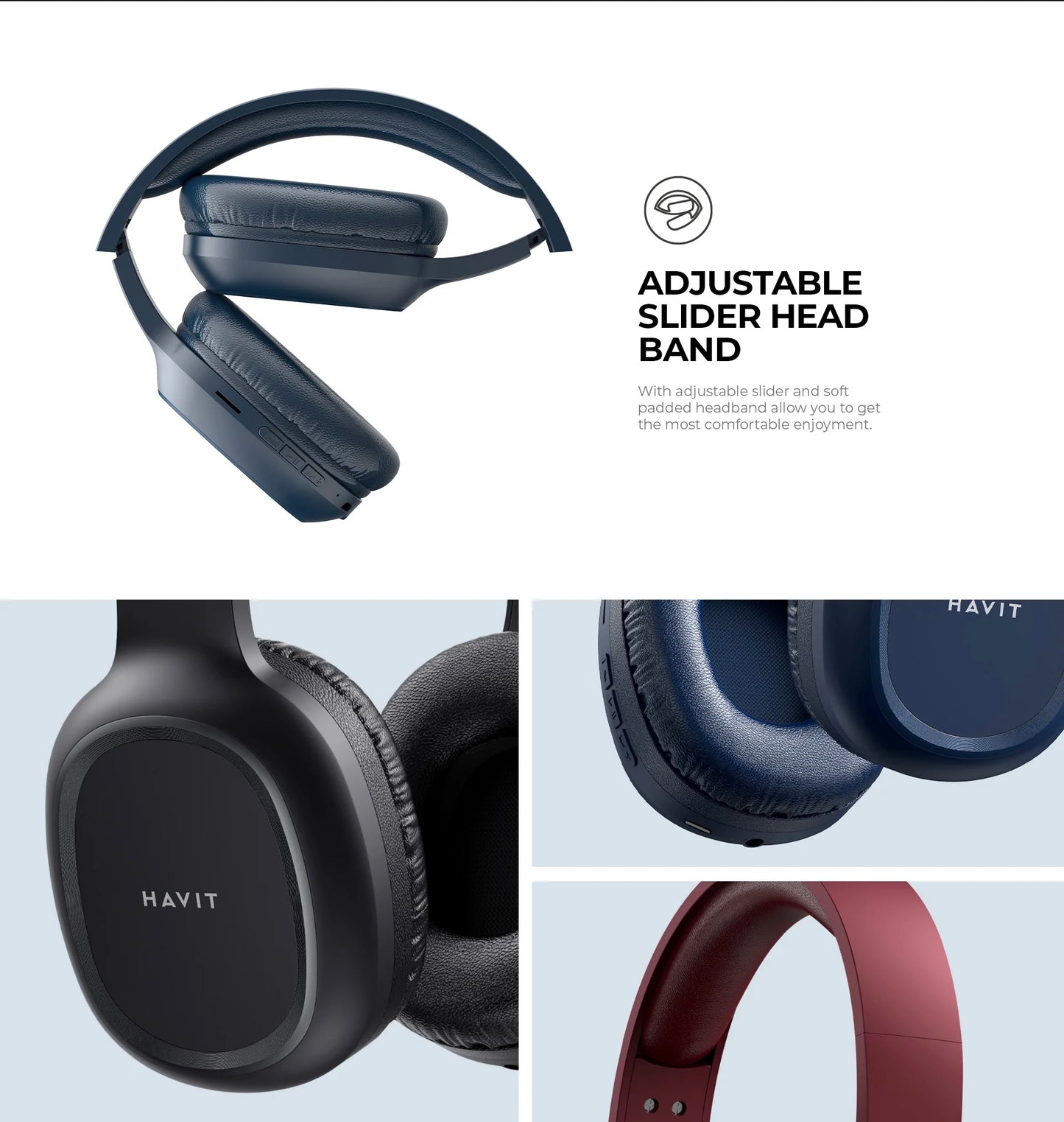 HAVIT Wireless Black Headphones Amazing Sound Clarity H2590BT Pro Comfortable