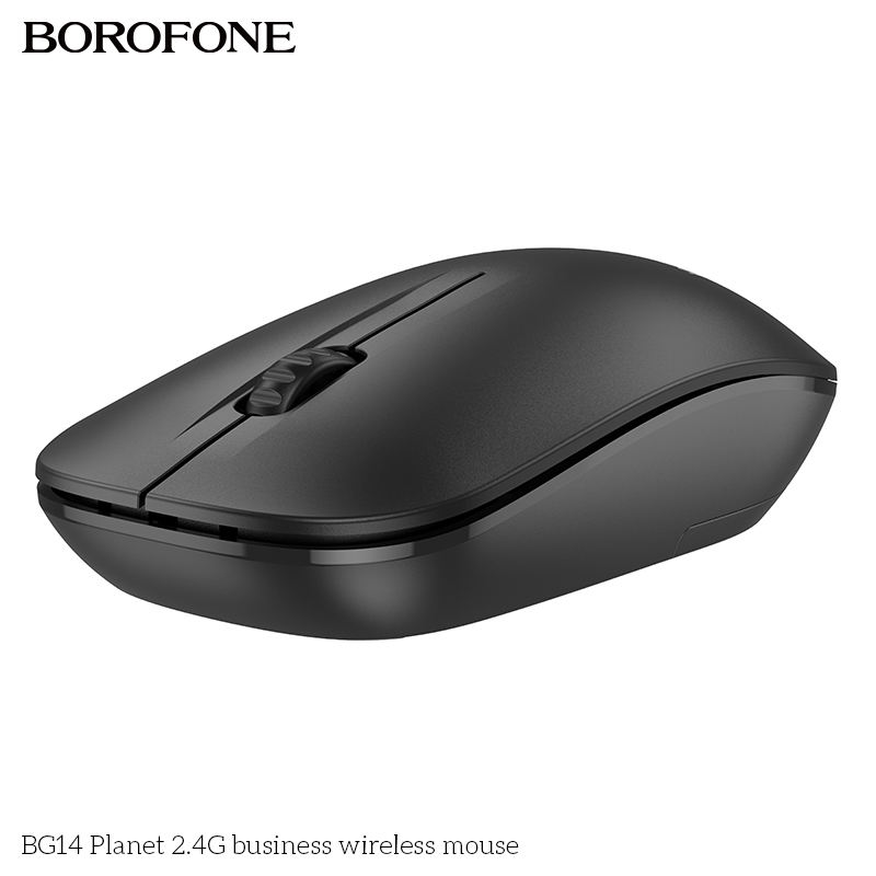 Borofone BG14 Planet Wireless Mouse – Dual Mode Silent Optical RGB Gaming BT 2.4G USB for PC, Laptop, Rechargeable – White and Black