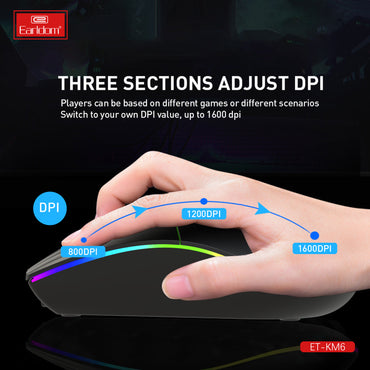 Wireless Rechargeable RGB Gaming Mouse with Adjustable DPI and Ergonomic Grip
