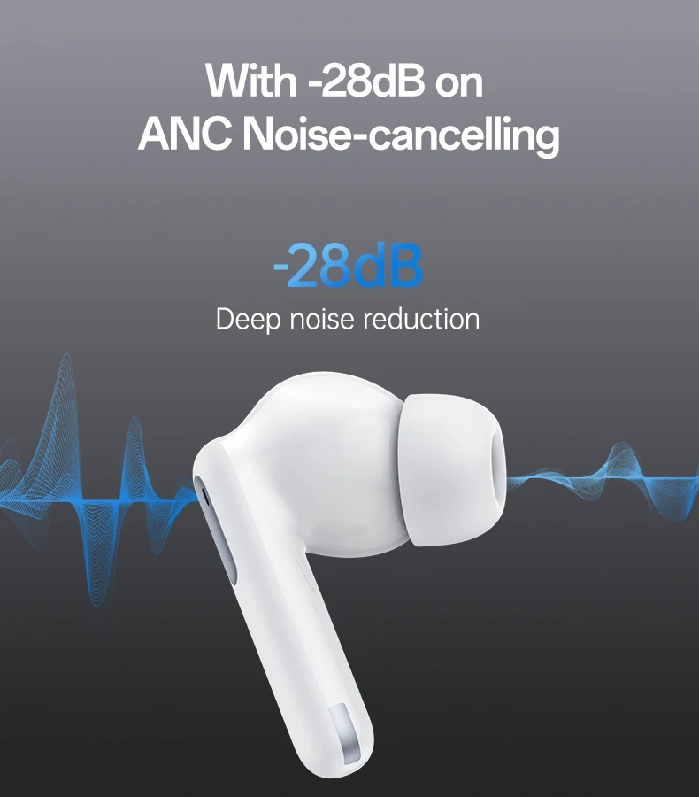 BT5.3 ANC+ENC Noise Cancelling Wireless Earbuds In-Ear Headphones with Mic