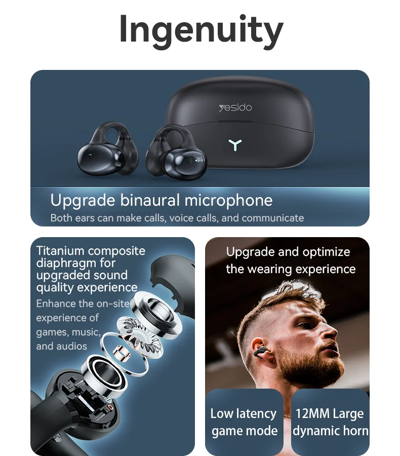 BT 5.3 Pulse 3.0 Long Battery Life Open Clip Wireless Earphones
