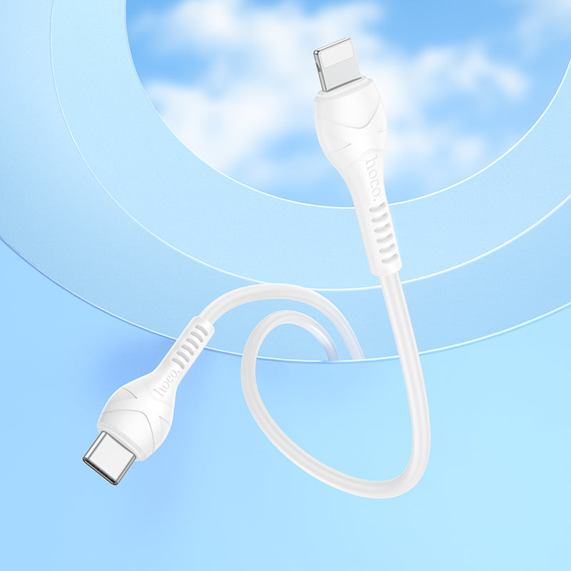 27W FAST CHARGING CABLE FOR iPHONE USB-C TO LIGHTNING | WHITE | 1M LONG | FAST DATA SYNC | SAFE FOR YOUR DEVICE | STONG EDGE BRAIDED WIRE