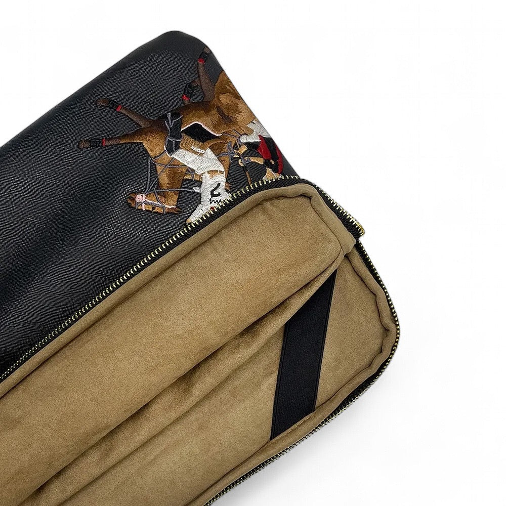 Polo Laptop/Macbook Sleeve Bag 13" - 14" Soft Fabric For Gadget Protection Inside Black and Brown Colour Combo.