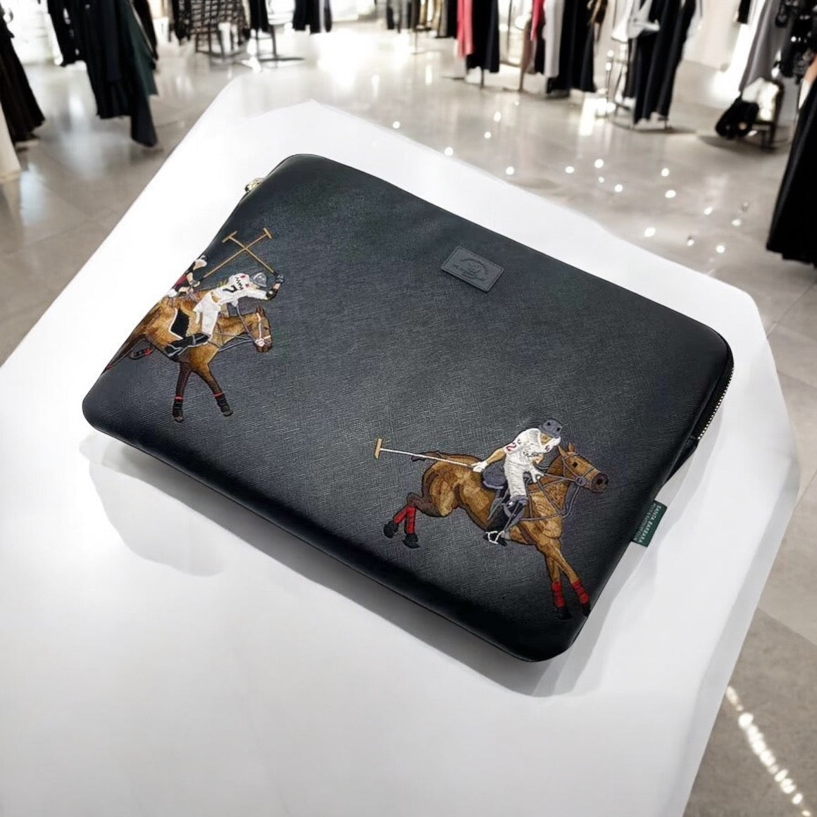 Polo Laptop/Macbook Sleeve Bag 13" - 14" Soft Fabric For Gadget Protection Inside Black and Brown Colour Combo.