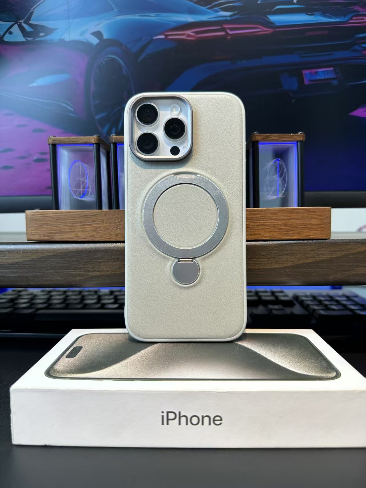 Leather Premium Case For iPhone 15 Pro Max, 16 Pro Max & Samsung S25 Ultra Support Magsafe Magnetic Charge + Strong Stand