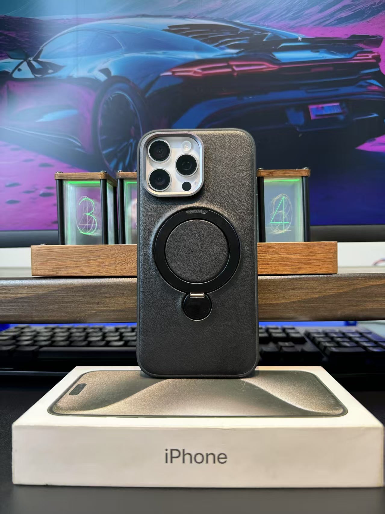 Leather Premium Case For iPhone 15 Pro Max, 16 Pro Max & Samsung S25 Ultra Support Magsafe Magnetic Charge + Strong Stand