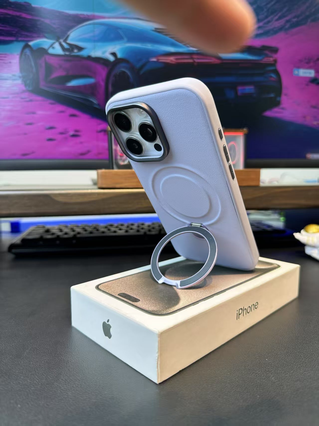 Leather Premium Case For iPhone 15 Pro Max, 16 Pro Max & Samsung S25 Ultra Support Magsafe Magnetic Charge + Strong Stand