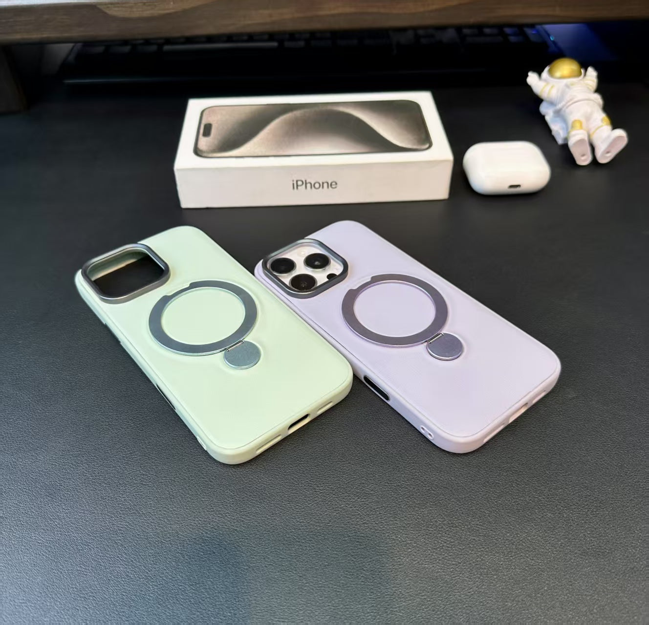 Leather Premium Case For iPhone 15 Pro Max, 16 Pro Max & Samsung S25 Ultra Support Magsafe Magnetic Charge + Strong Stand