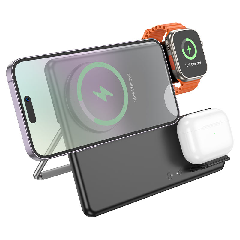 Hoco 3In1 Wireless Charging Foldable Desktop Stand“ Premium Quality, Stylish & Durable Protective Case