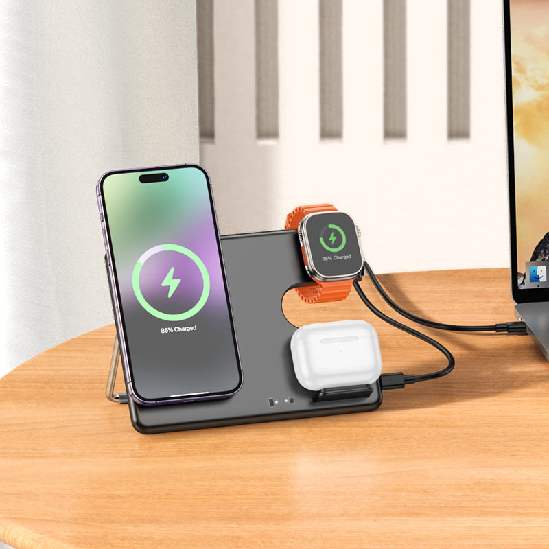 Hoco 3In1 Wireless Charging Foldable Desktop Stand“ Premium Quality, Stylish & Durable Protective Case