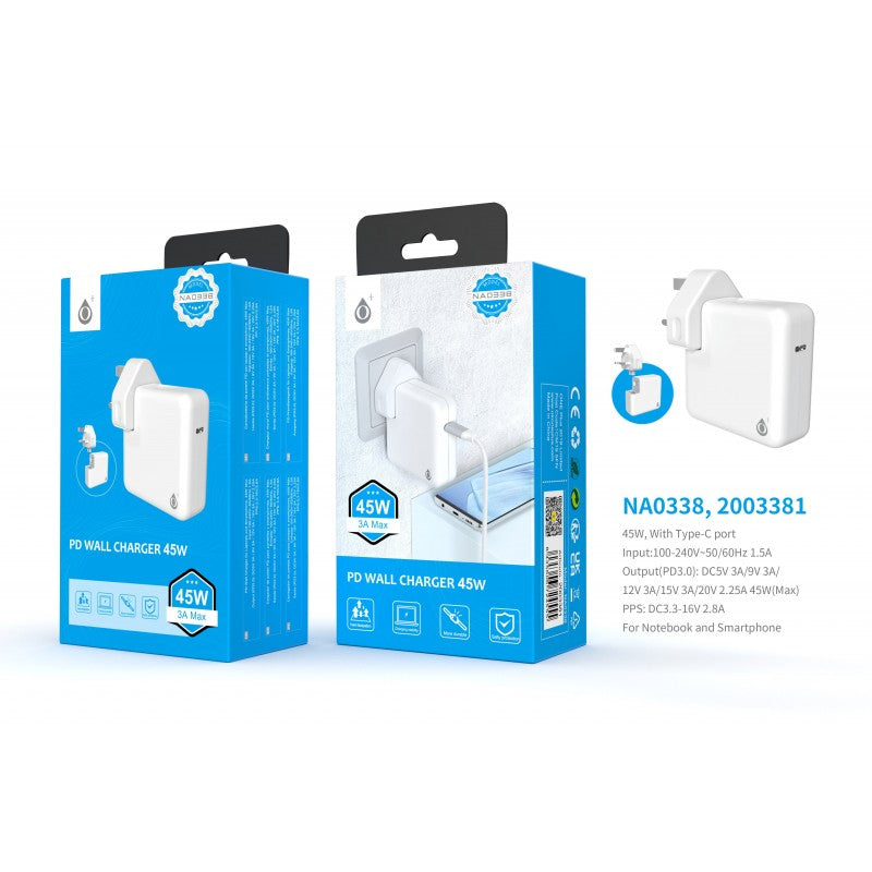 45W USB-C PD Fast Wall Charger for MacBooks and Laptops