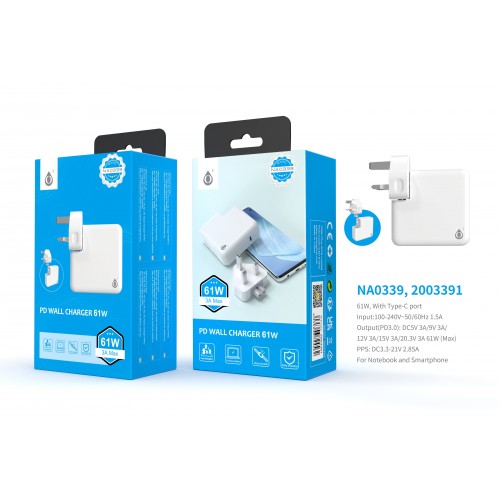 61W Fast Charging PD Wall Charger Adapter for Phones and Laptops