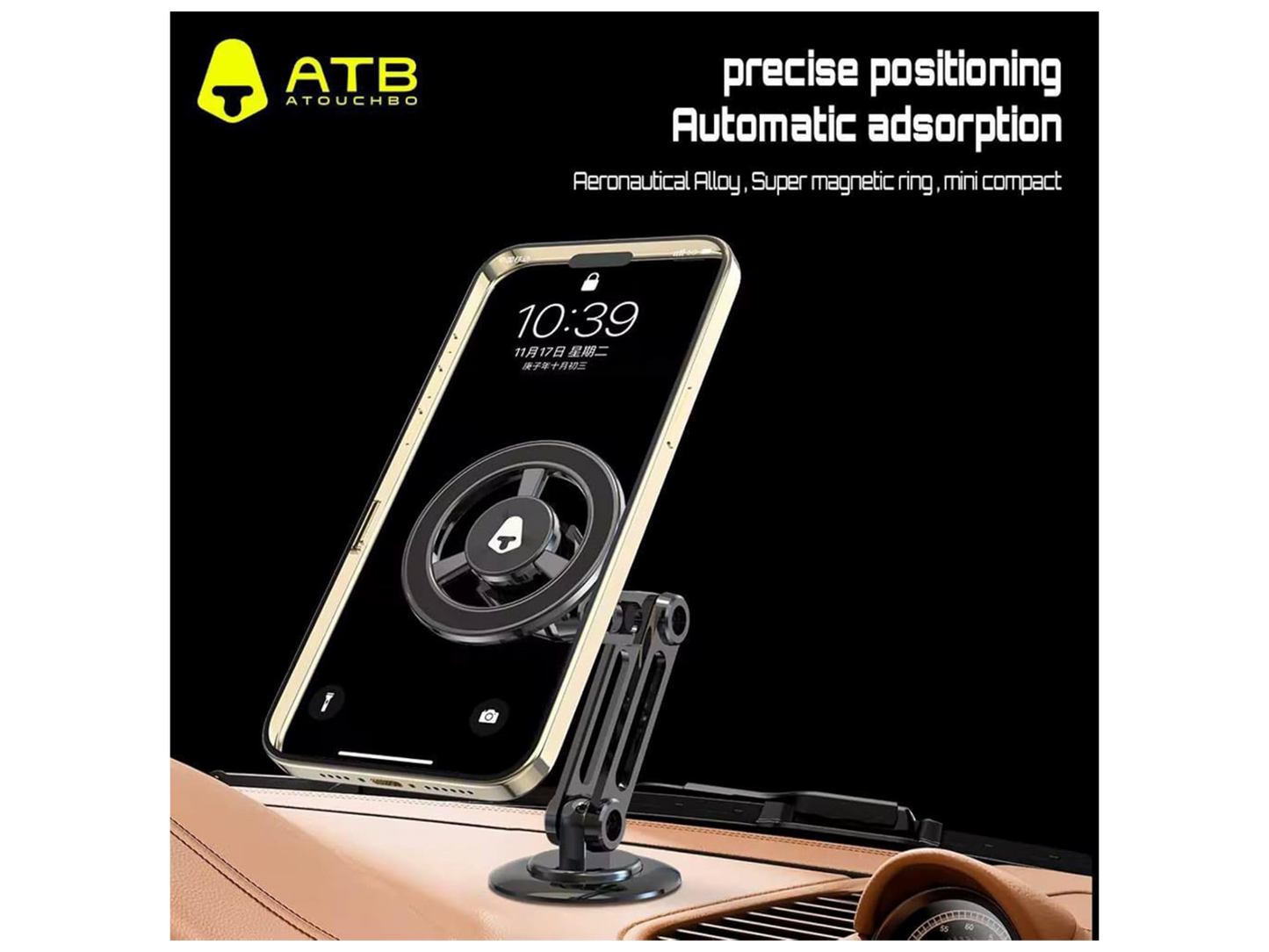 Universal Mobile Phone Holder Mount Dashboard Support Magsafe 360 Rotation Adjustable Strong Magnetic Stylish