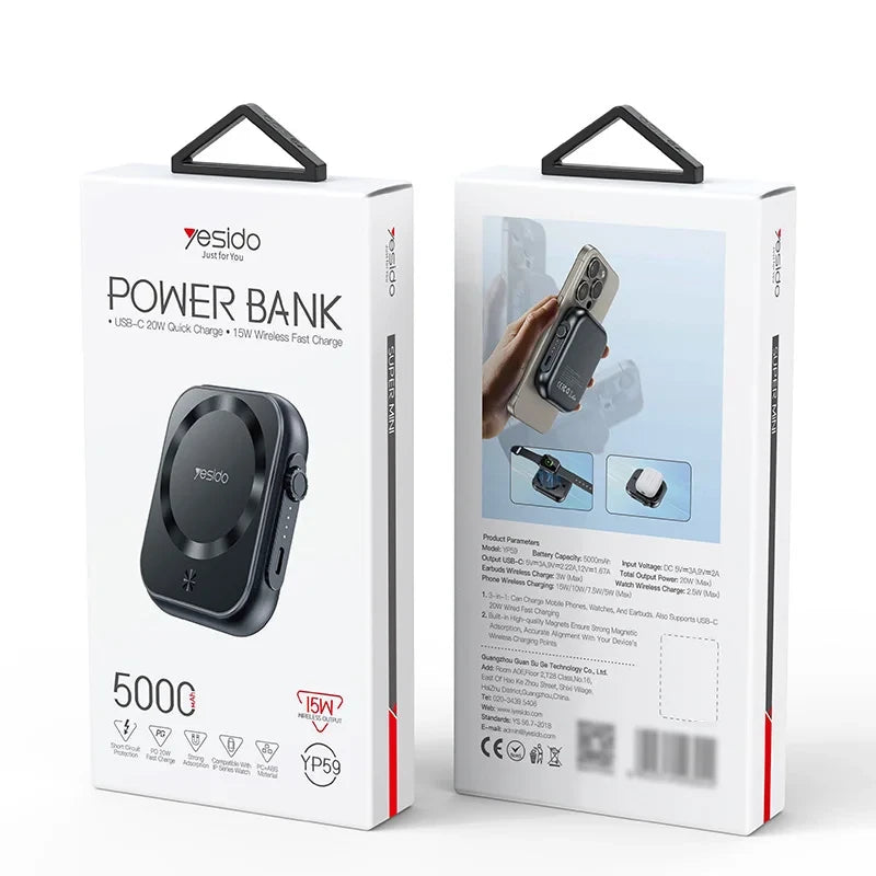 Yesido YP59 5000mAh 20W PD Wireless Fast Charging Power Bank
