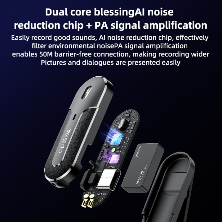 2 in 1 Wireless Lavalier Microphone 8 Pin Receiver with Charging Box
