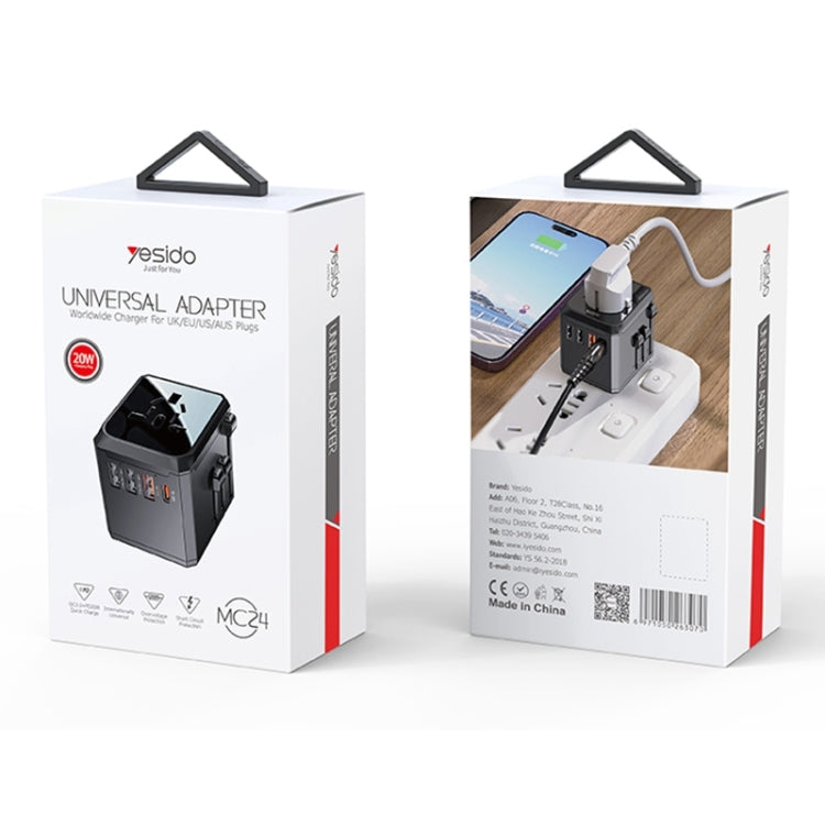 Yesido Mc24 20W 3 Usb Type C Ports Multi Function Universal Travel Adapter Plug Black“ Premium Quality, Stylish & Durable Protective Case