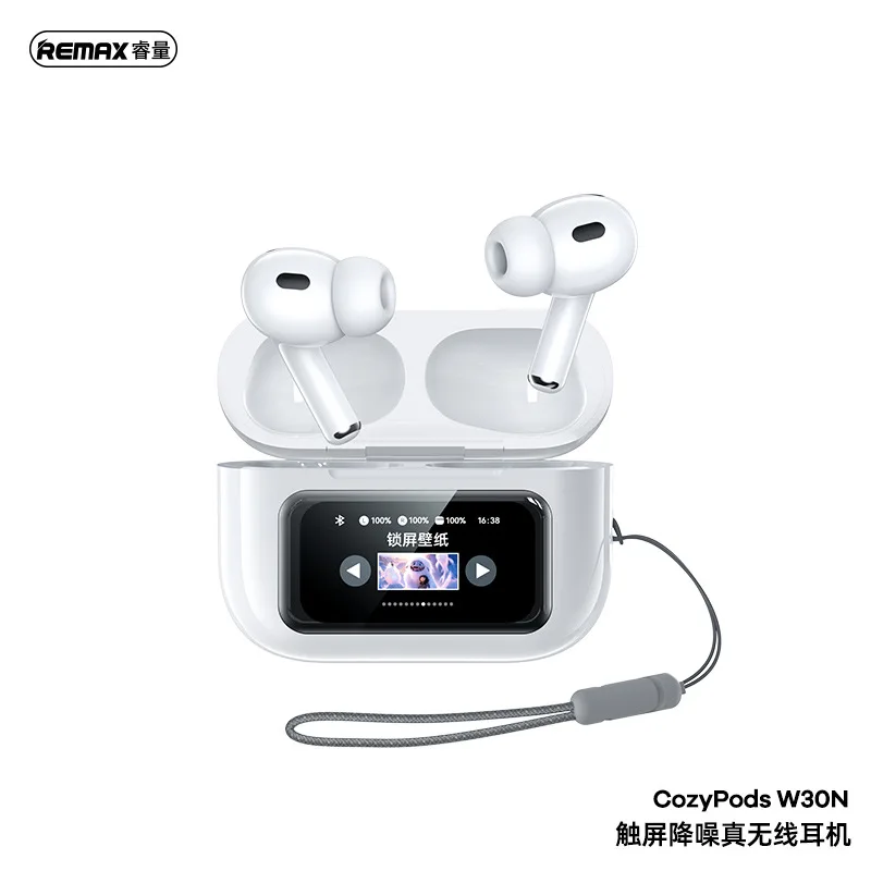 Bluetooth 5.4 Touch Screen Wireless Earbuds with Multi - protocols & Noise Canceling - White