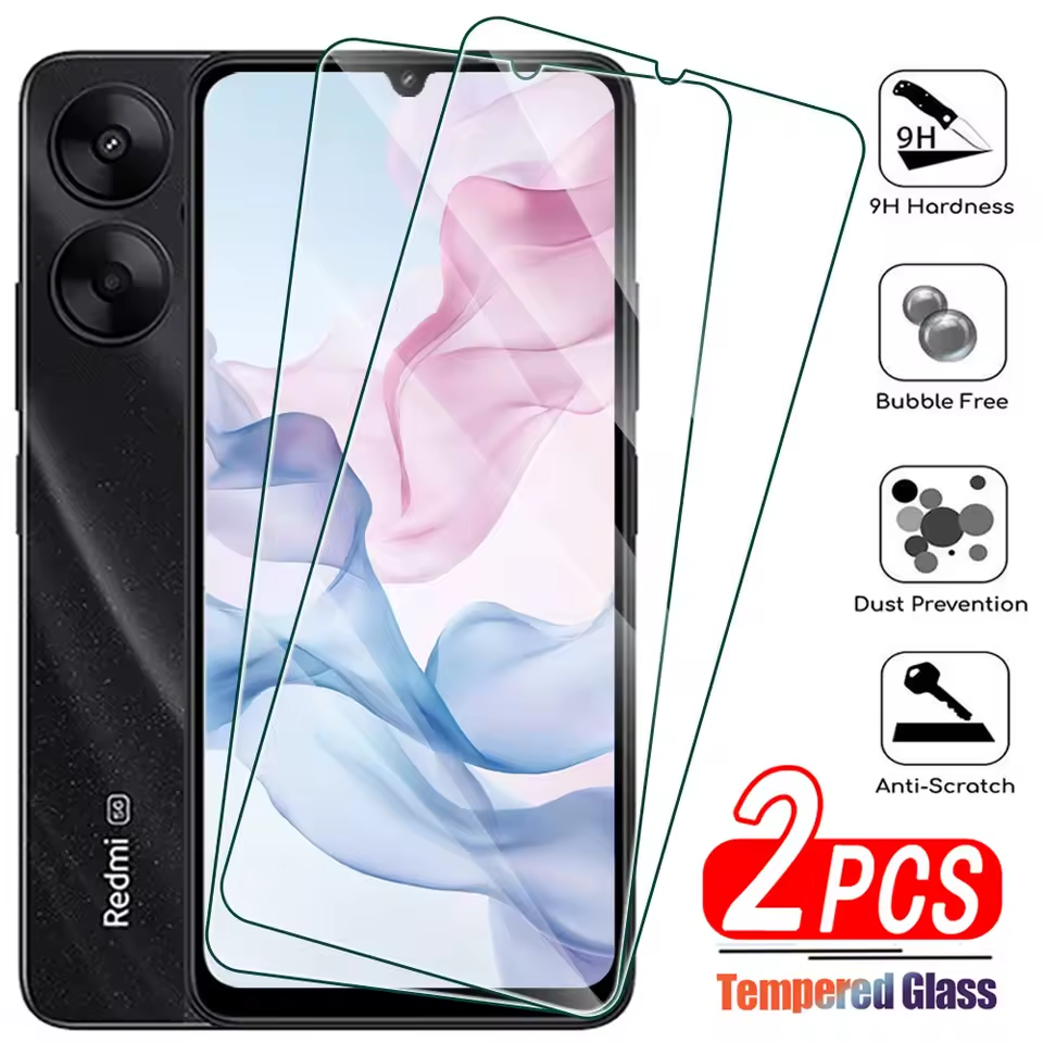 Clear Tempered Glass Screen Protector for Mi Phones - Pack of 2
