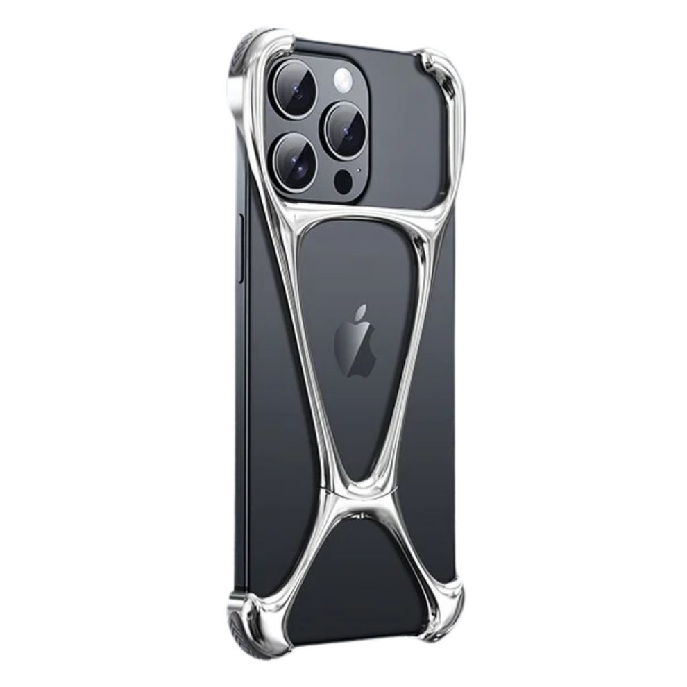 Minimalist Zinc Alloy Case For iPhone 16, 16 Pro, 16 Pro Max Heavy Duty Metal Hercules Rimless Cover