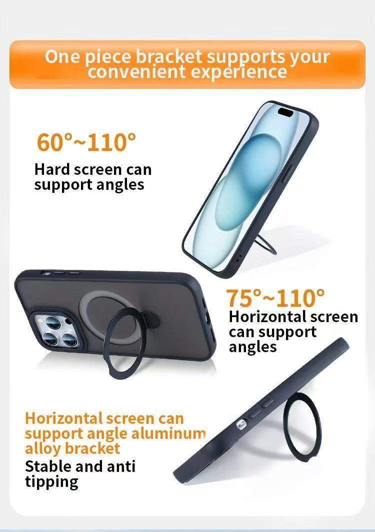 For MagSafe Matte Case for iPhone and Samsung with Metal Ring Stand – Slim, Stylish & Wireless Charging Ready