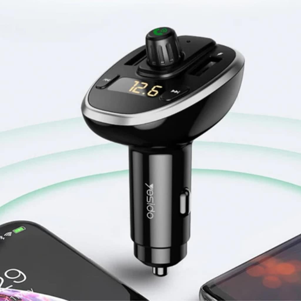 Bluetooth FM Transmitter Car Charger with Dual USB and TF Card Support