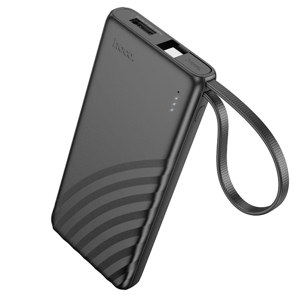 HOCO J129 5000mAh Power Bank – Built-in Lightning Cable, USB-A & USB-C Input, LED Indicator