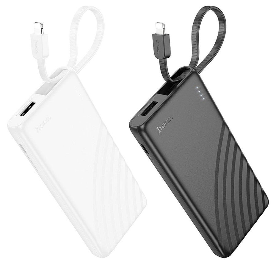 HOCO J129 5000mAh Power Bank – Built-in Lightning Cable, USB-A & USB-C Input, LED Indicator