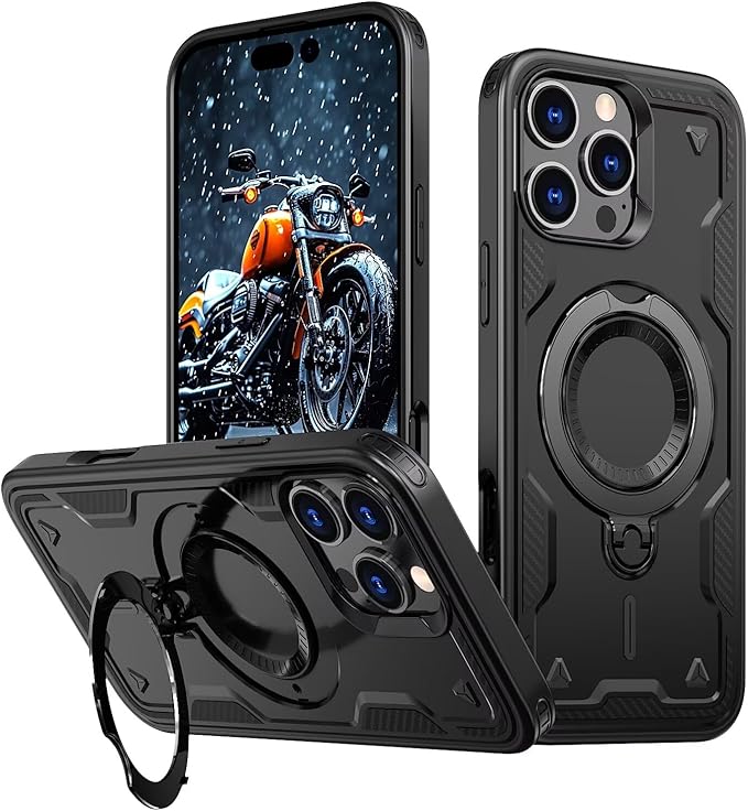 Armour Strong Stand Case For Magsafe iPhone 17 Pro Max,16,15,14,13,12 Complete Protection Cover 360 Rotate Strong Grip
