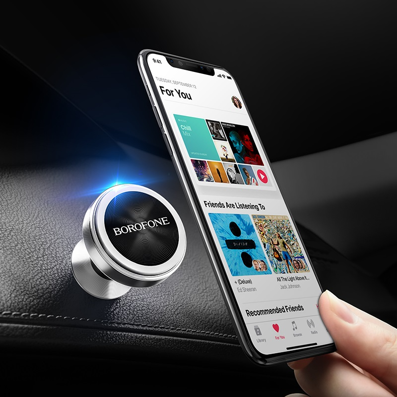 BOROFONE BH5 Platinum Magnetic Car Phone Holder – Aluminum Alloy, Compact & Durable, Dashboard Mount