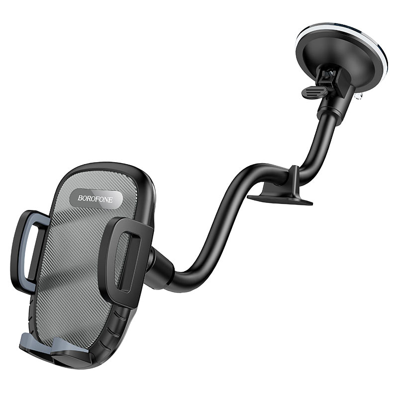 Borofone BH54 Racer In-Car Windshield Phone Holder – Adjustable Mount for 4.5"-6.7" Smartphones, Strong Suction, Extended Hose