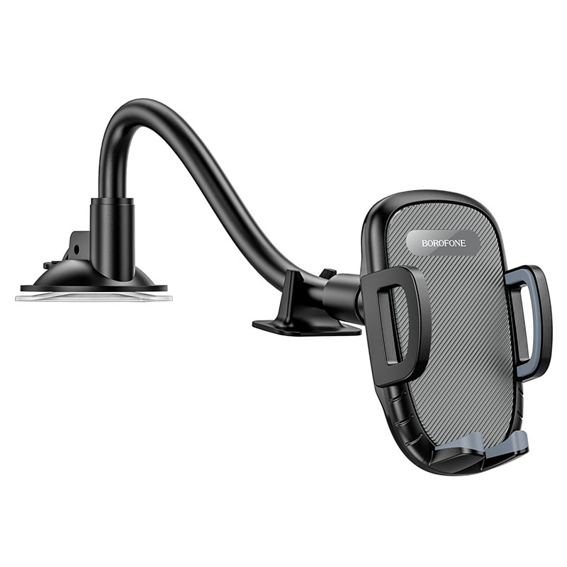 Borofone BH54 Racer In-Car Windshield Phone Holder – Adjustable Mount for 4.5"-6.7" Smartphones, Strong Suction, Extended Hose