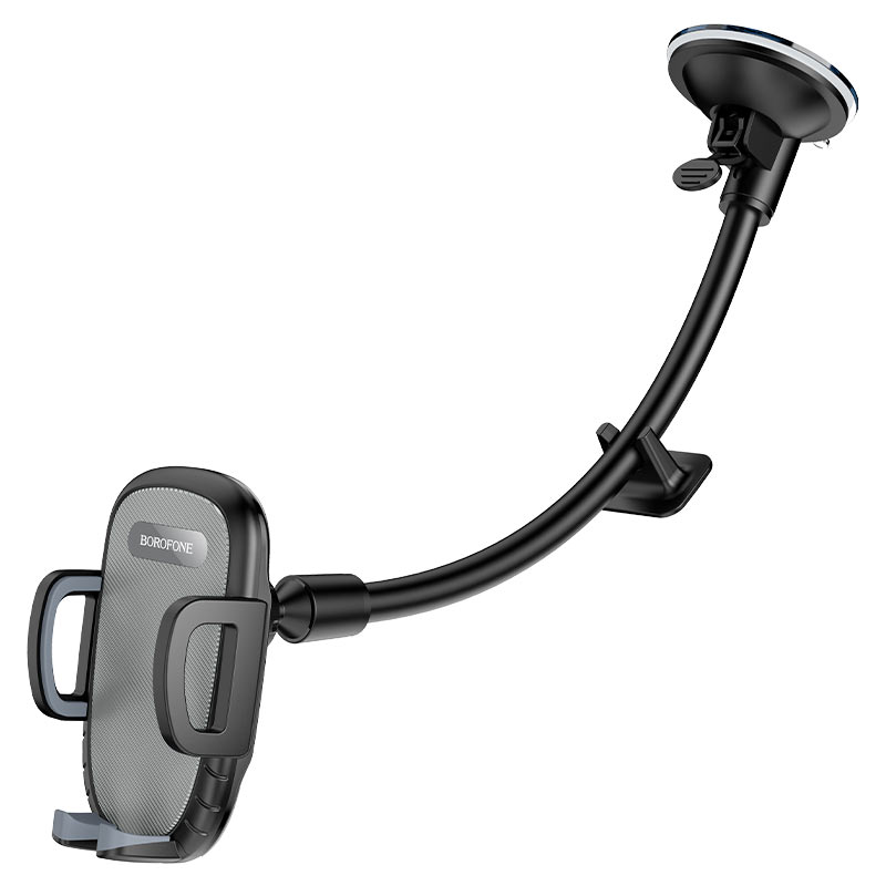 Borofone BH54 Racer In-Car Windshield Phone Holder – Adjustable Mount for 4.5"-6.7" Smartphones, Strong Suction, Extended Hose