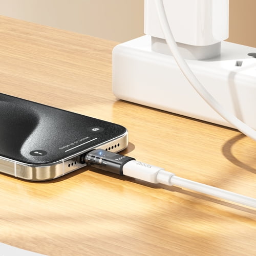 Type-C to Lightning Transparent Adapter with 3A Charging and Plug & Play