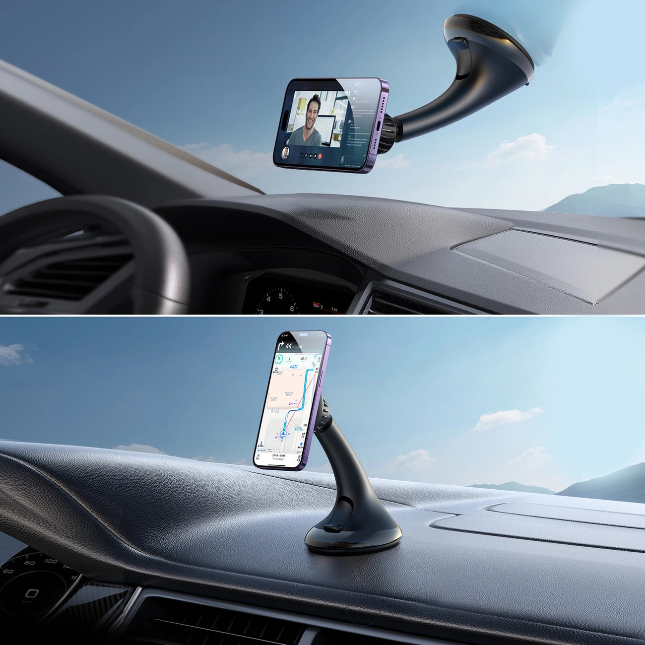 Universal Magnetic Car Phone Holder with 360° Rotation for Dashboard & Windshield