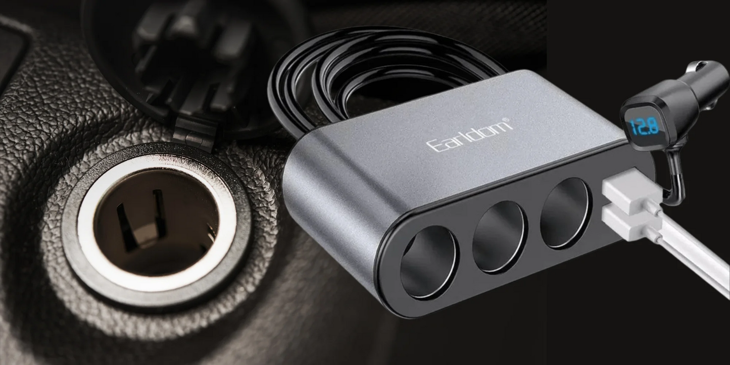 Dual Usb Car Charger With 3 Cigarette Lighter Sockets And Voltage Display“ Premium Quality, Stylish & Durable Protective Case