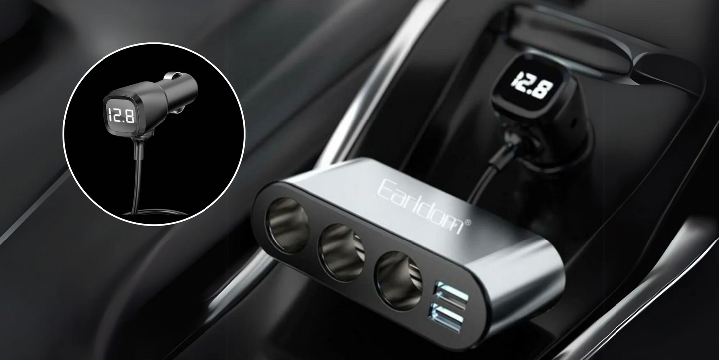 Dual Usb Car Charger With 3 Cigarette Lighter Sockets And Voltage Display“ Premium Quality, Stylish & Durable Protective Case