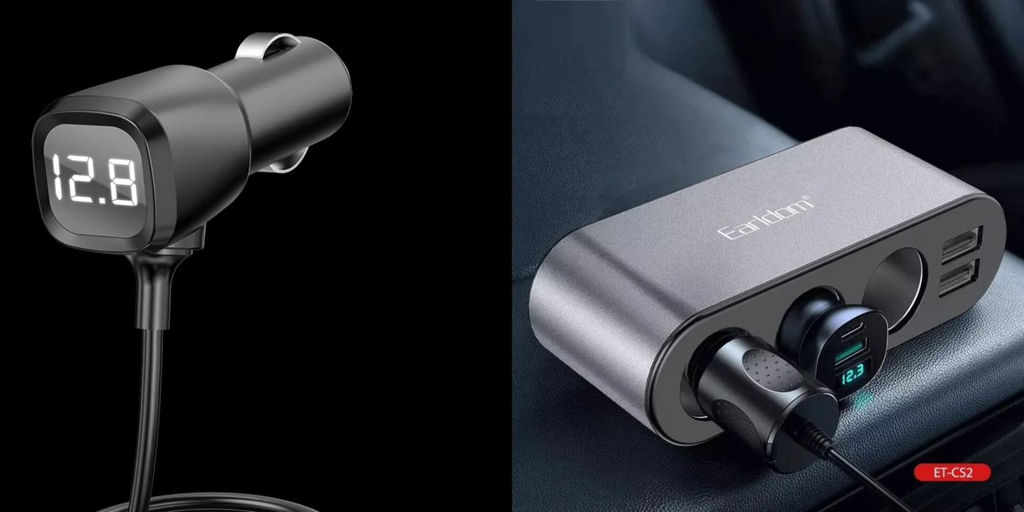 Dual Usb Car Charger With 3 Cigarette Lighter Sockets And Voltage Display“ Premium Quality, Stylish & Durable Protective Case