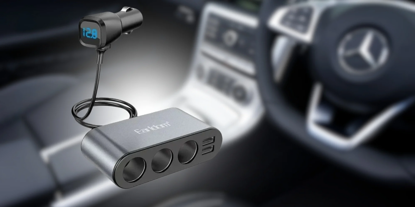 Dual Usb Car Charger With 3 Cigarette Lighter Sockets And Voltage Display“ Premium Quality, Stylish & Durable Protective Case